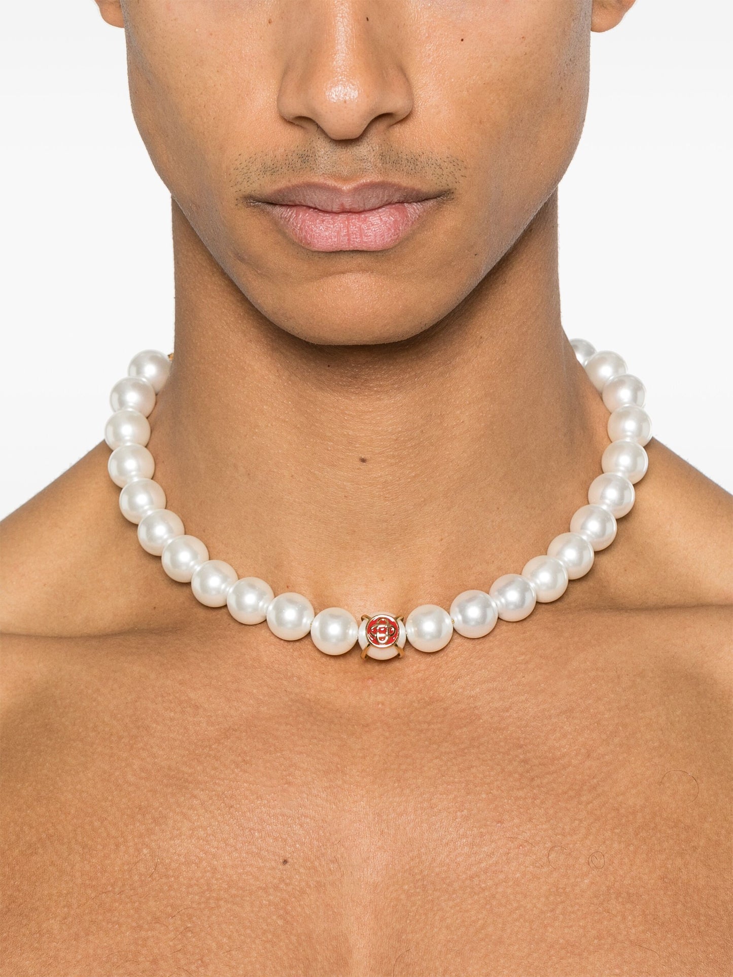 Casablanca Unisex Logo Pearl Necklace