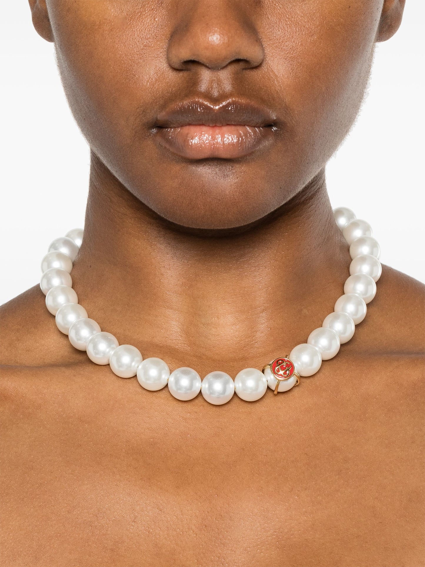 Casablanca Unisex Logo Pearl Necklace