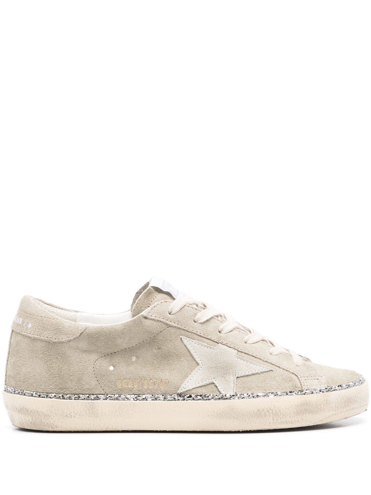 Golden Goose Women Super Star Classic With List And Edge Around Suede Upper Star And Heel Glitter Edge Around