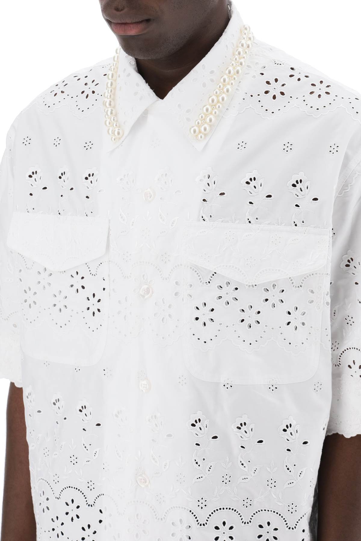 Simone Rocha "Scalloped Lace Shirt With Pearl Men