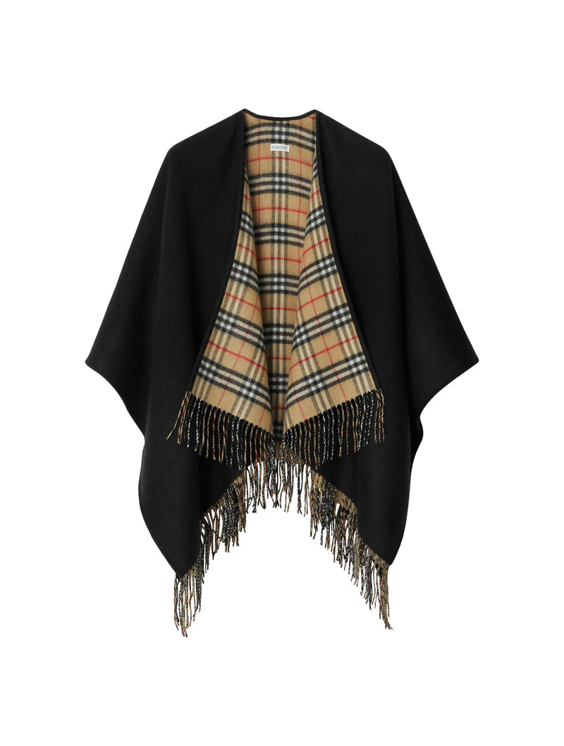 Burberry Women Reversible Cape In Check Wool