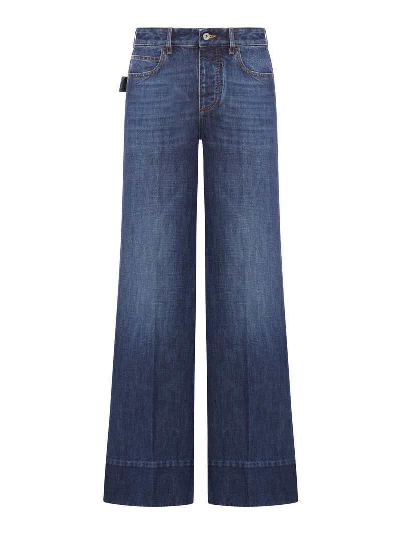 Bottega Veneta Women Medium Wash Wide Denim Trousers