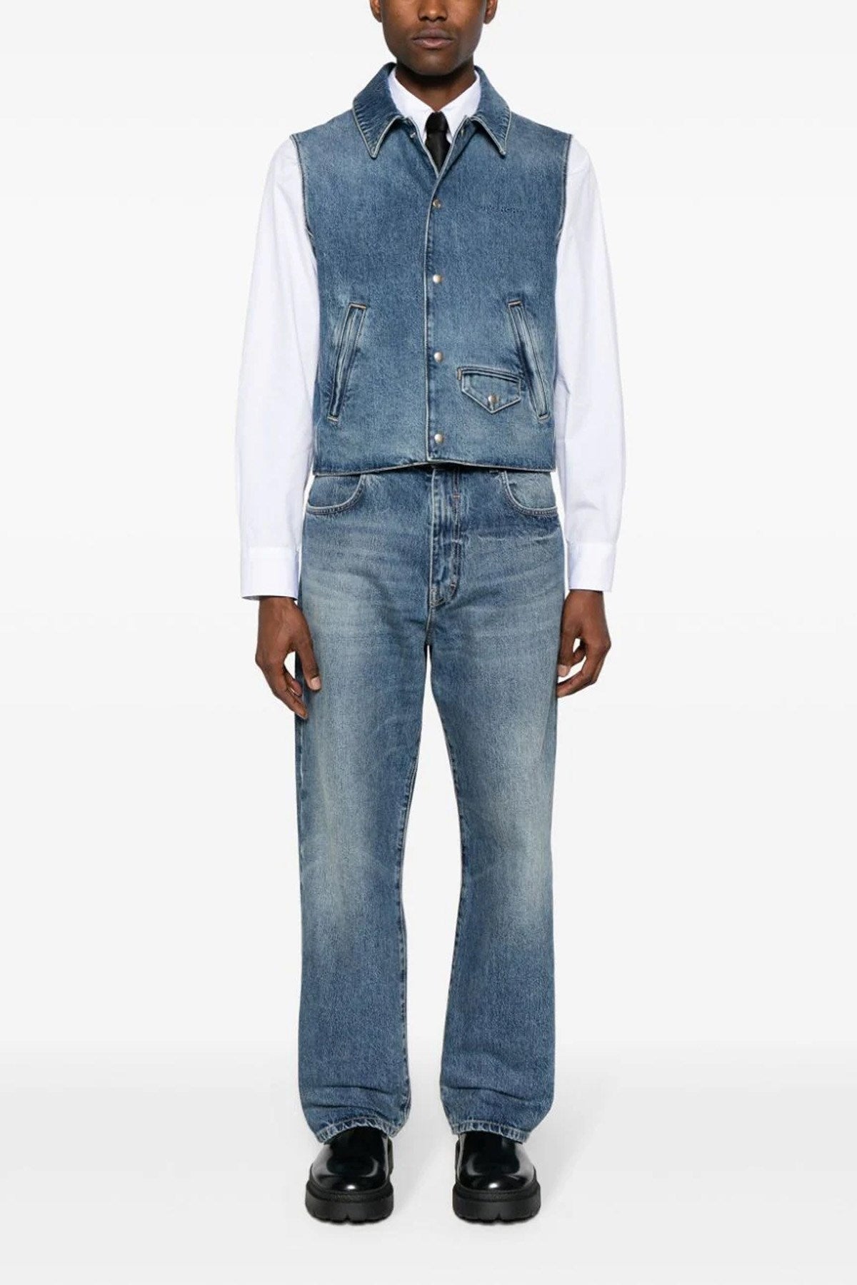 Givenchy Men Logo Embroidery Denim Vest