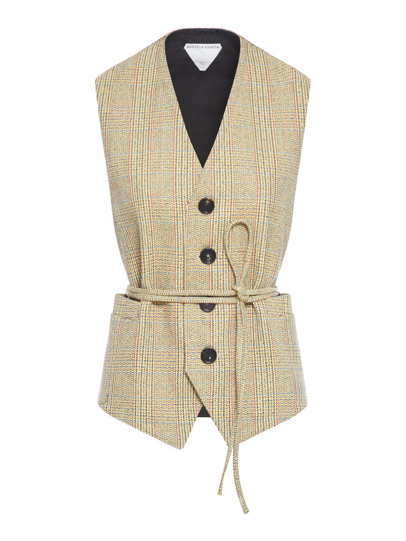 Bottega Veneta Women Prince Of Wales Wool Gilet