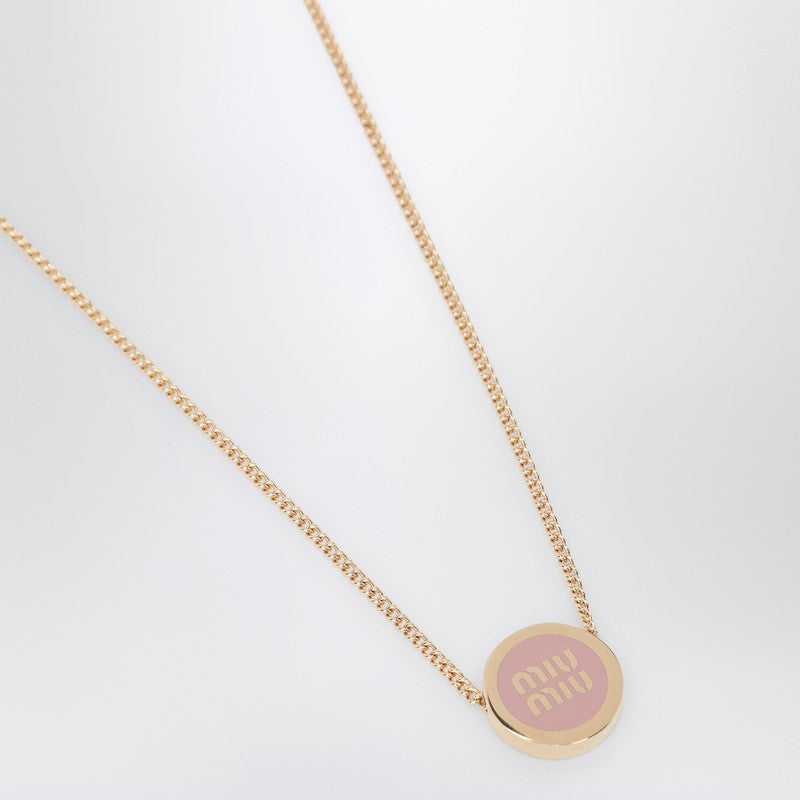 Miu Miu Metal Necklace With Pink Logo Women