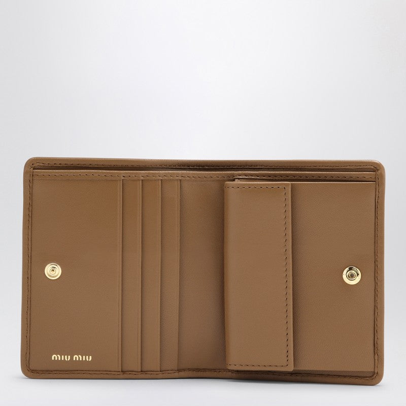 Miu Miu Caramel-Coloured Matelassé Leather Small Wallet Women