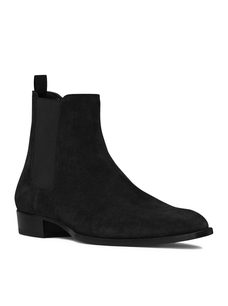 Saint Laurent Men Wyatt 30 Chelsea Black Suede Boots