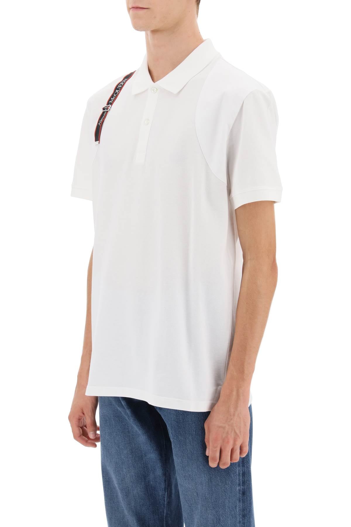 Alexander Mcqueen Harness Polo Shirt With Selvedge Logo Men