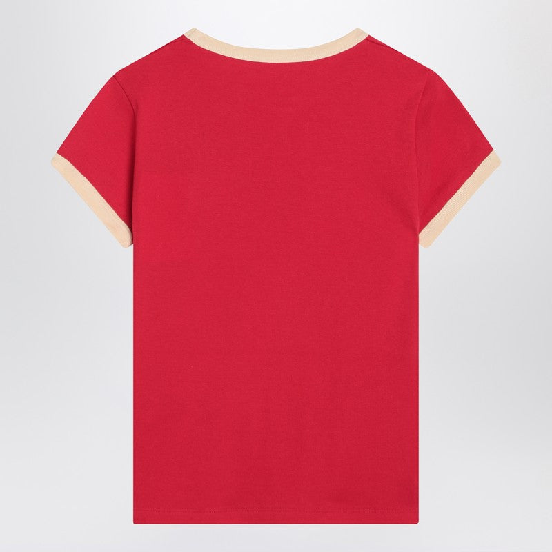 Valentino Red T-Shirt With Chez Valentino Print Women