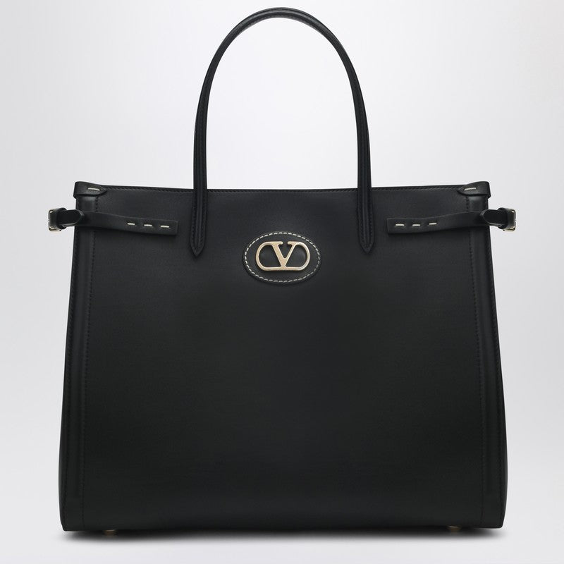 Valentino Garavani Black Leather Medium Antibes Tote Bag Women