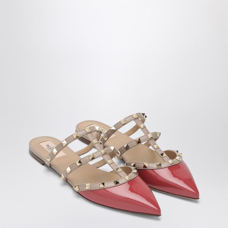 Valentino Garavani Pink Rockstud Mule In Patent Leather Women