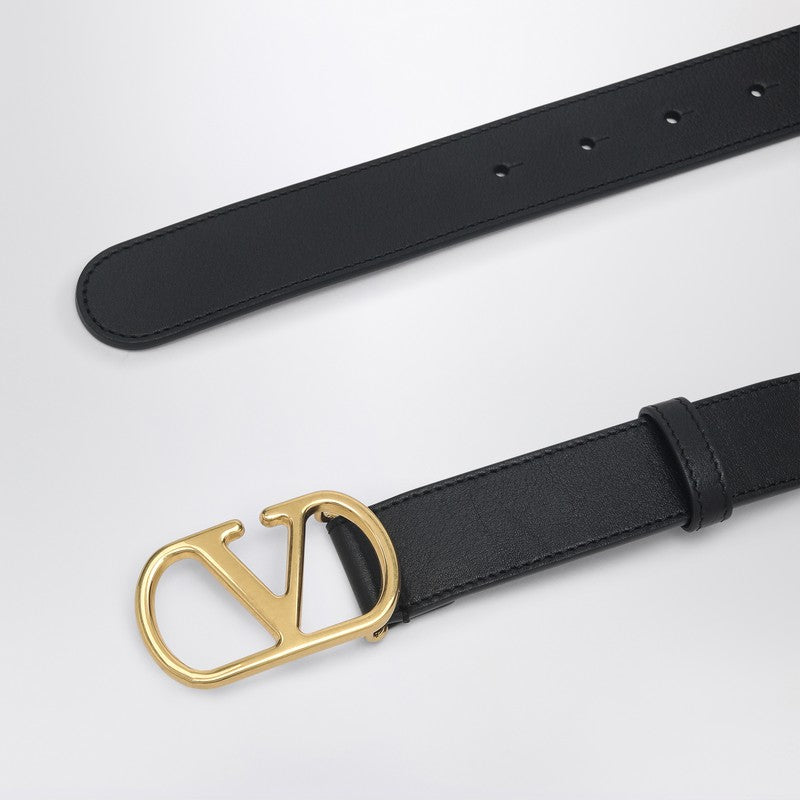 Valentino Garavani Vlogo Signature Belt Black/Gold Men