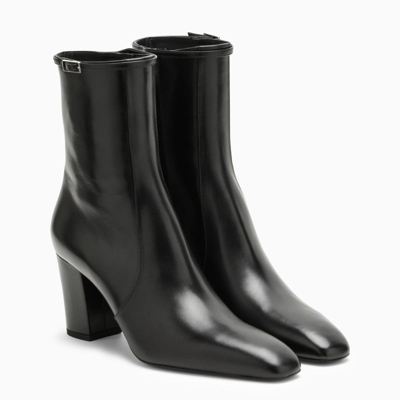 Saint Laurent Black Leather Ankle Boot Women