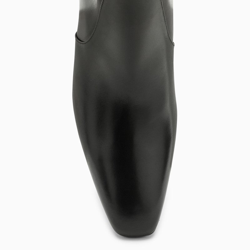 Saint Laurent Black Leather Ankle Boot Women