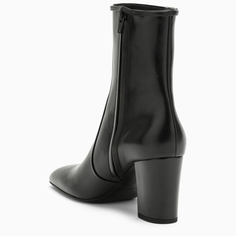 Saint Laurent Black Leather Ankle Boot Women