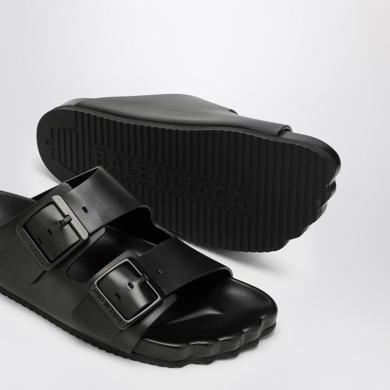 Balenciaga Black Leather Sunday Sandal Men