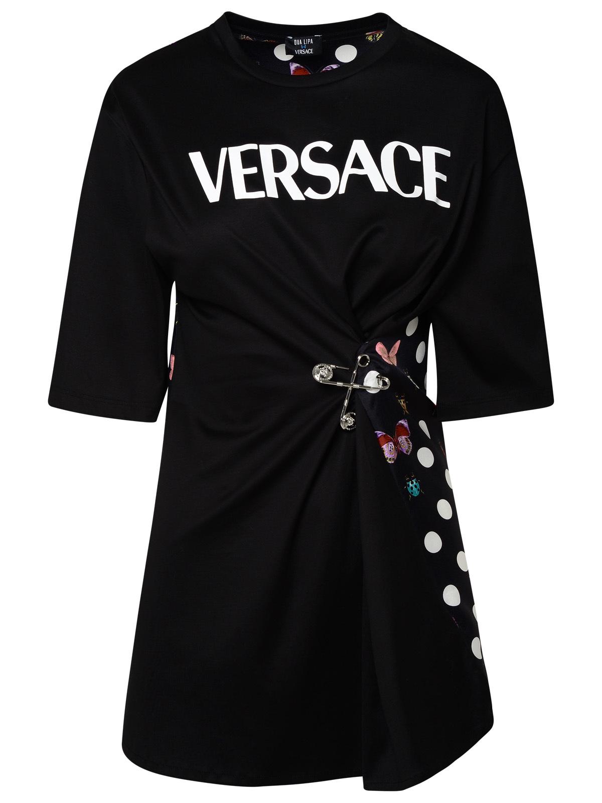Versace Black Cotton Blend T-Shirt Woman
