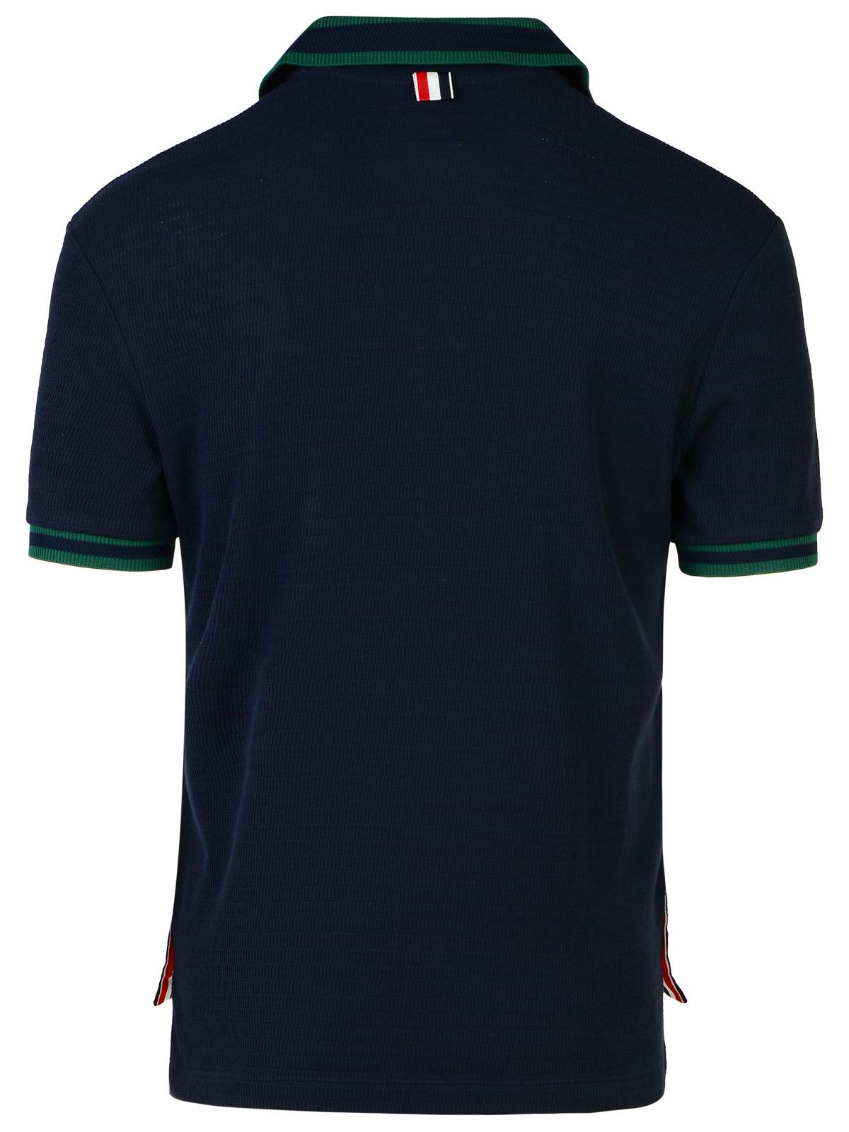 Thom Browne Navy Cotton Blend Polo Shirt Men