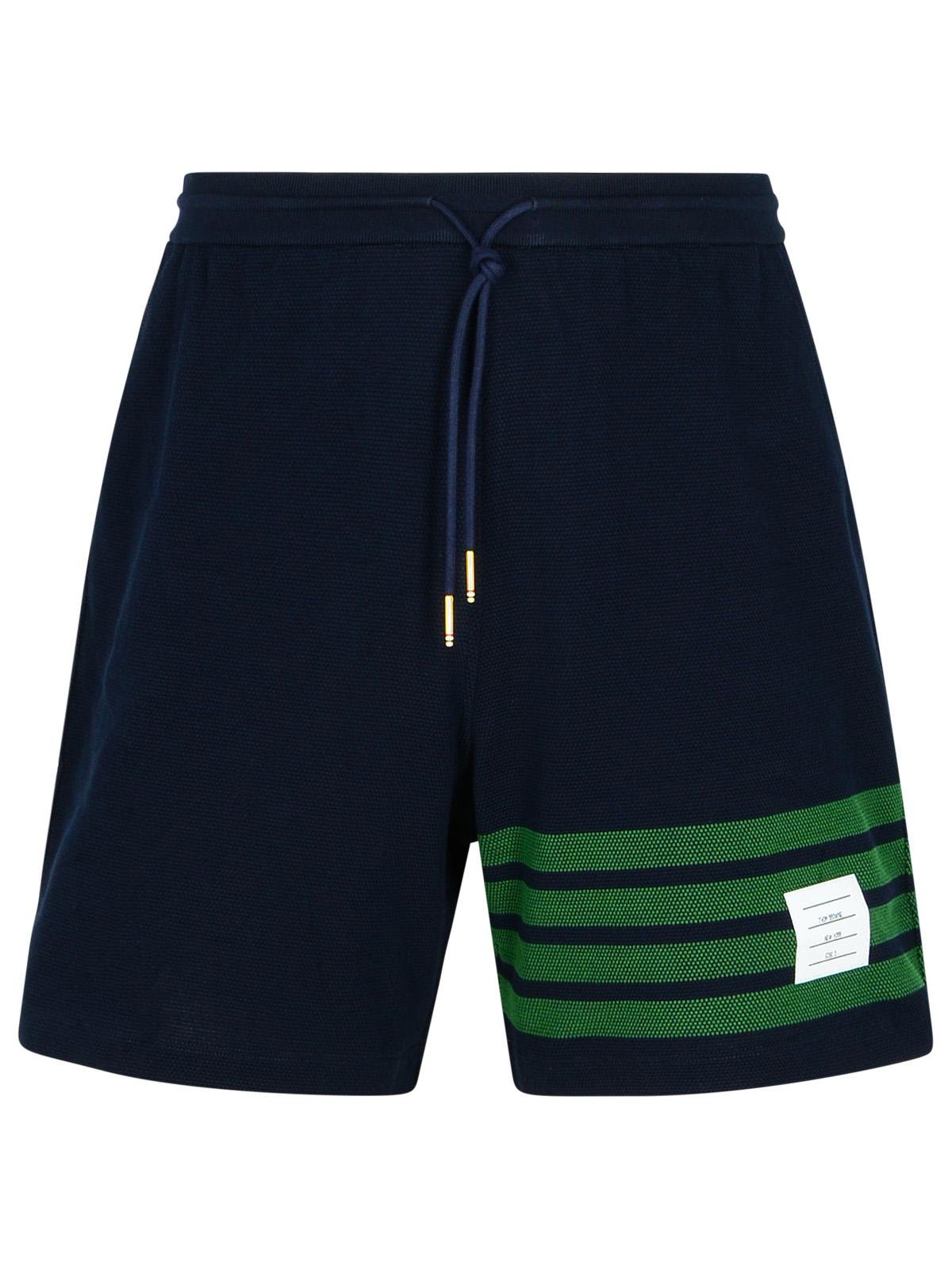 Thom Browne '4 Bar' Navy Cotton Bermuda Shorts Men