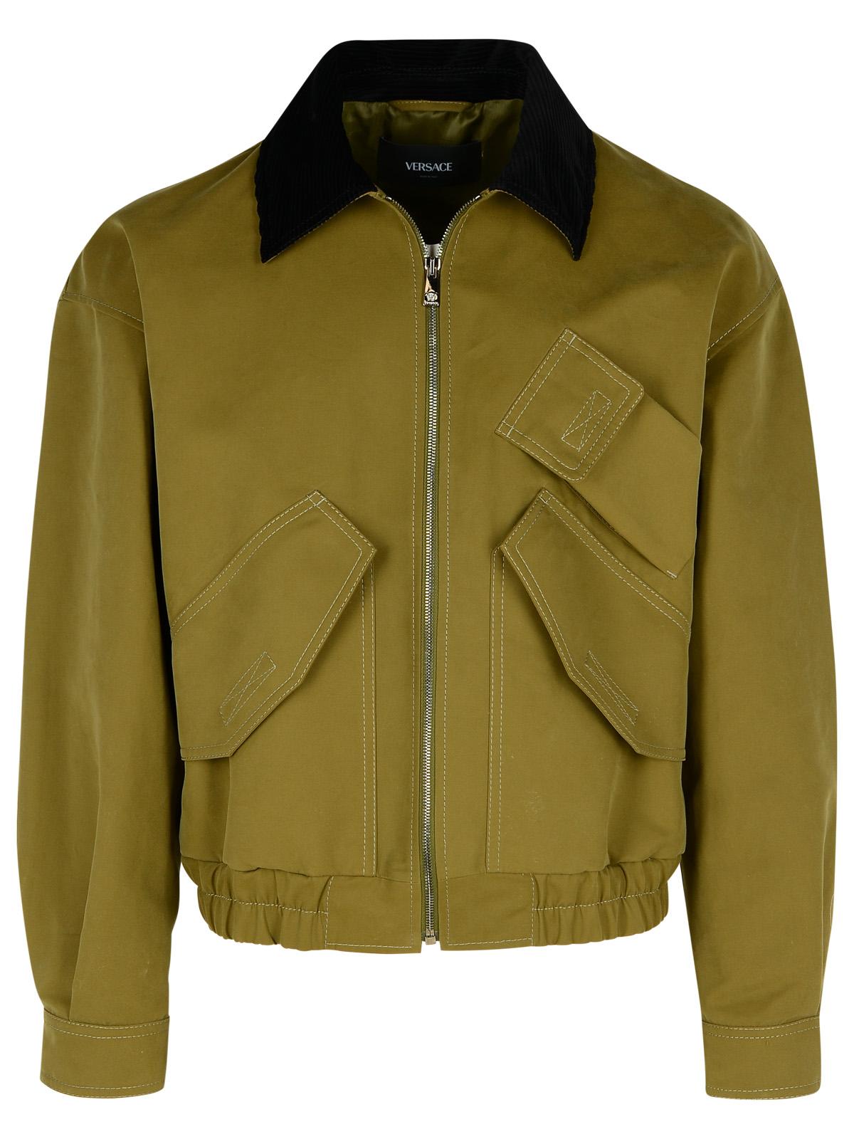 Versace Bomber Jacket In Green Cotton Men