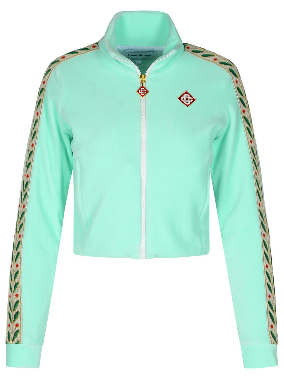 Casablanca 'Track Laurel' Light Green Cotton Blend Sweatshirt Women