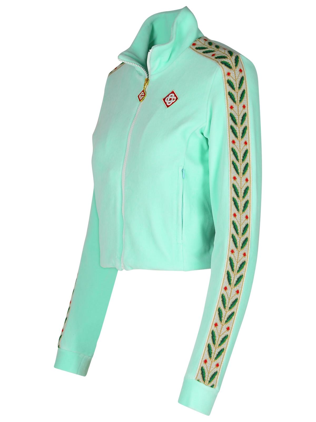 Casablanca 'Track Laurel' Light Green Cotton Blend Sweatshirt Women