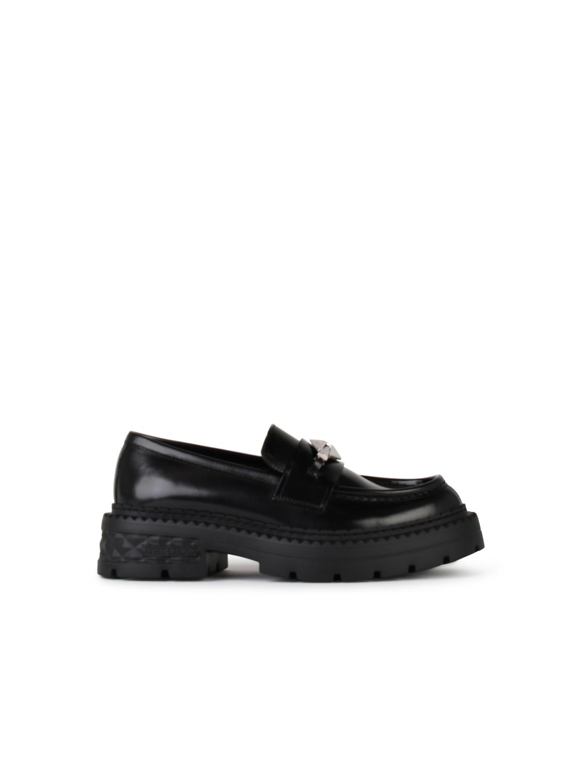 Jimmy Choo 'Marlow' Black Shiny Leather Loafers Women