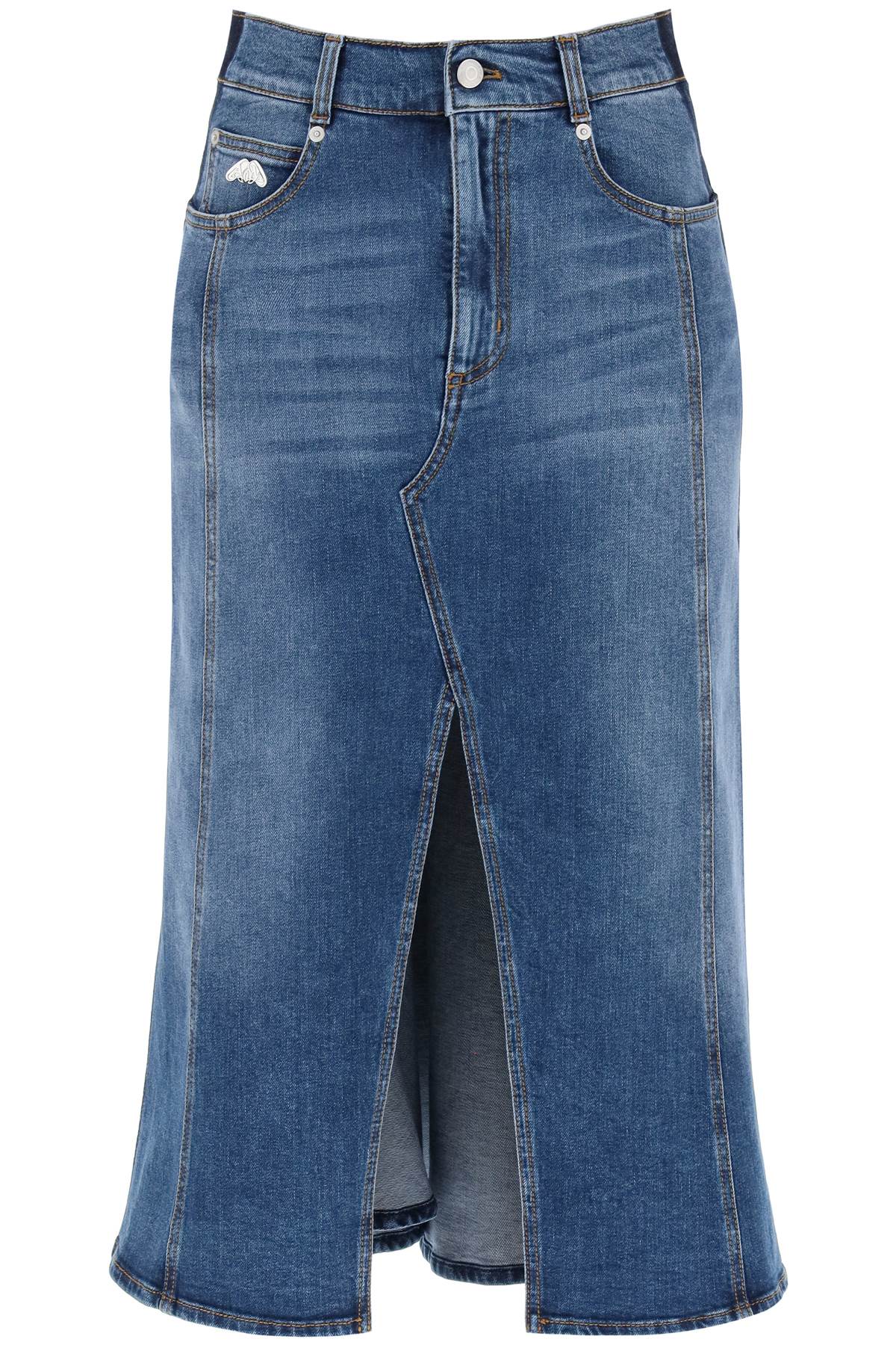 Alexander Mcqueen Washed Denim Midi Skirt Women