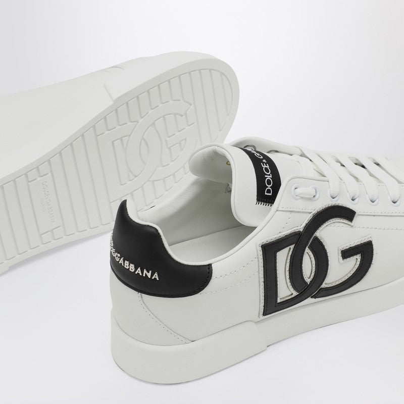 Dolce&Gabbana White Leather Low-Top Portofino Sneakers Women