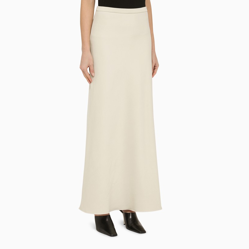 Max Mara White Cotton-Blend Long Skirt Women