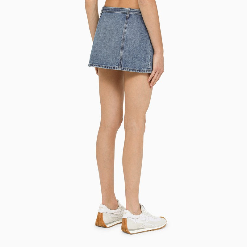 Miu Miu Light Blue Cotton Denim Miniskirt Women