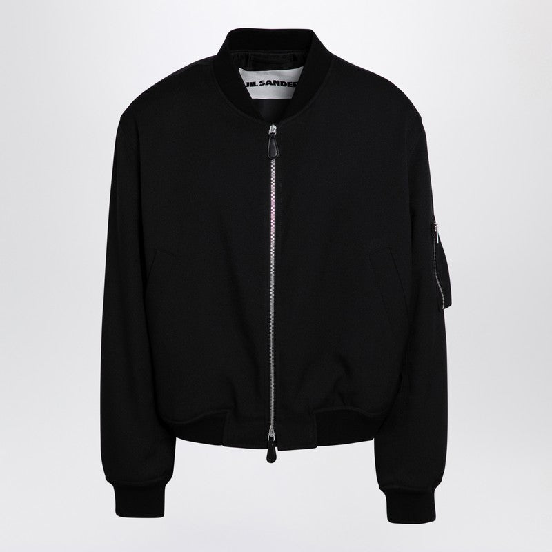 Jil Sander Black Zipped Bomber Jacket Men