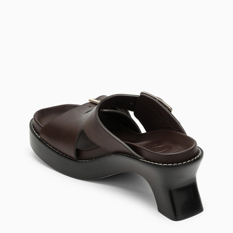 Loewe Ease Heel Slide Brown Leather Women