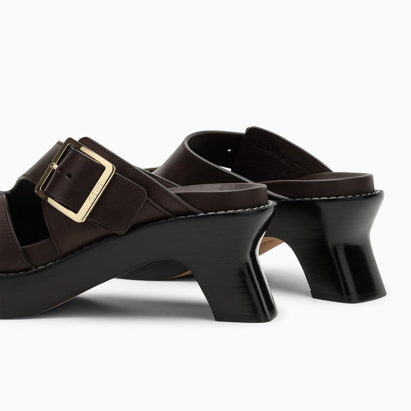 Loewe Ease Heel Slide Brown Leather Women