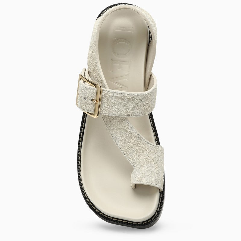 Loewe Ease Heel Slide Ivory Suede Women