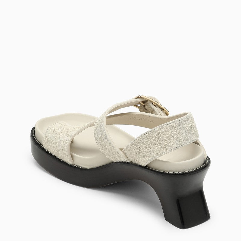 Loewe Ease Heel Slide Ivory Suede Women