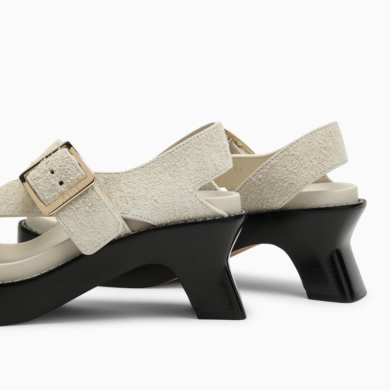 Loewe Ease Heel Slide Ivory Suede Women