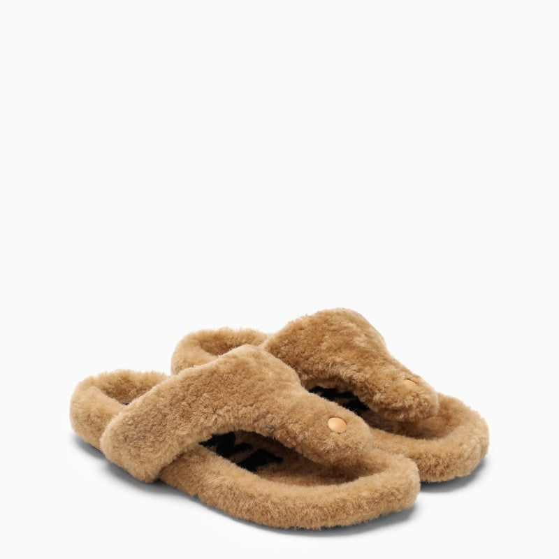 Loewe Ease Beige Sheepskin Sandal Women