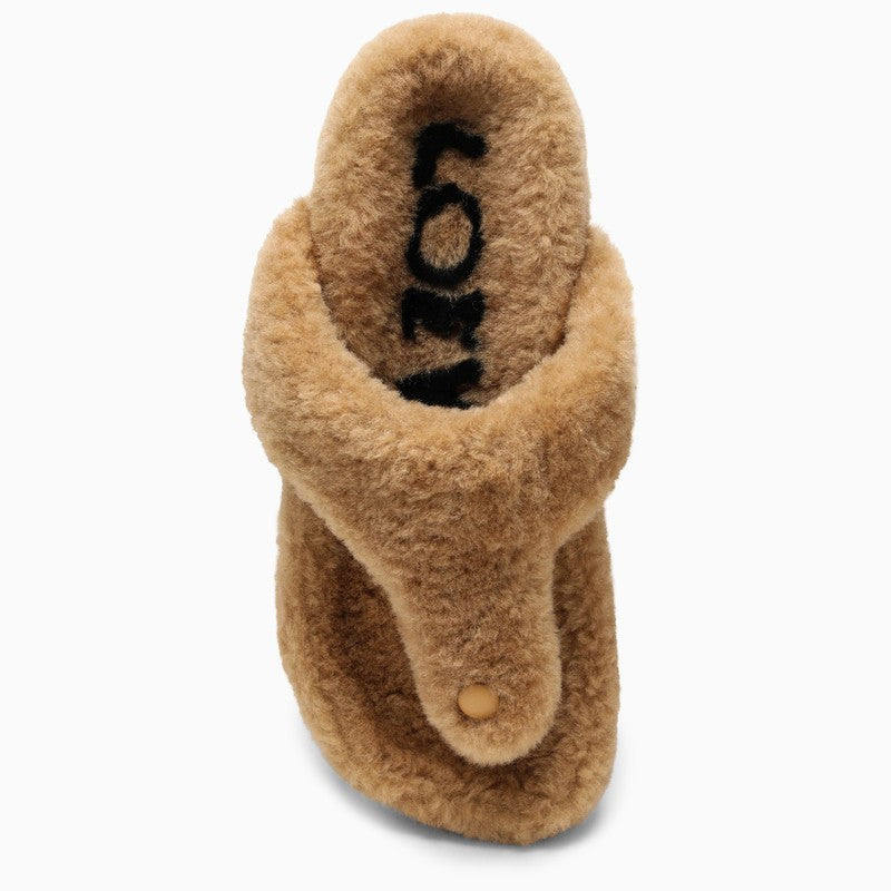 Loewe Ease Beige Sheepskin Sandal Women