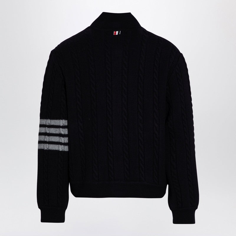 Thom Browne Navy Blue Cable-Knit Cardigan Men