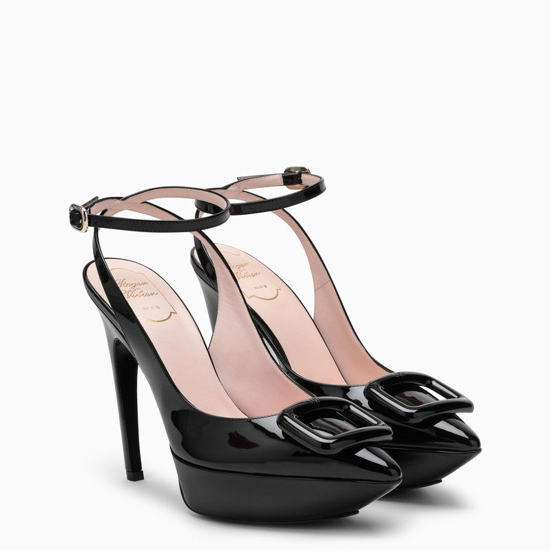 Roger Vivier High Black Patent Leather Sandal Women