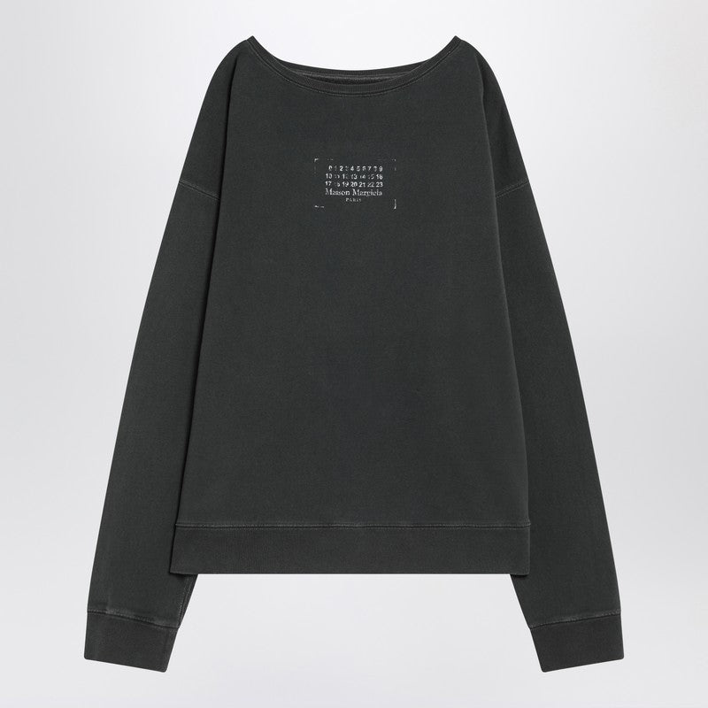 Maison Margiela Faded Black Sweatshirt With Printed Logo Men