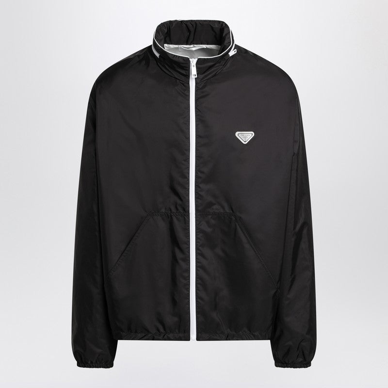 Prada Black Zip-Up Jacket In Re-Nylon Men