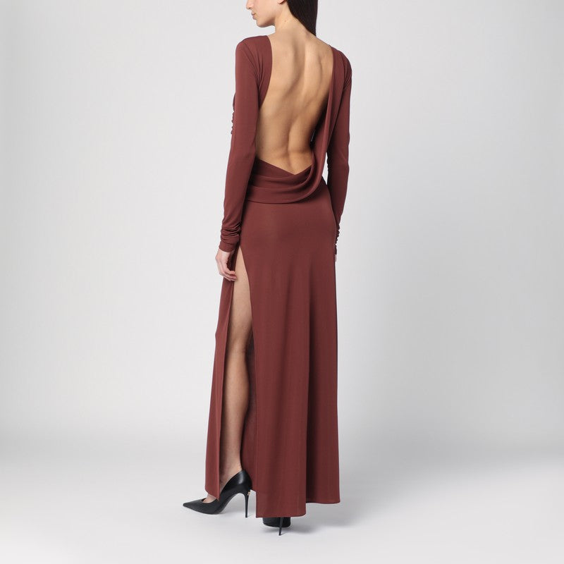 The Andamane Draped Long Dress In Cocoa Colour Women