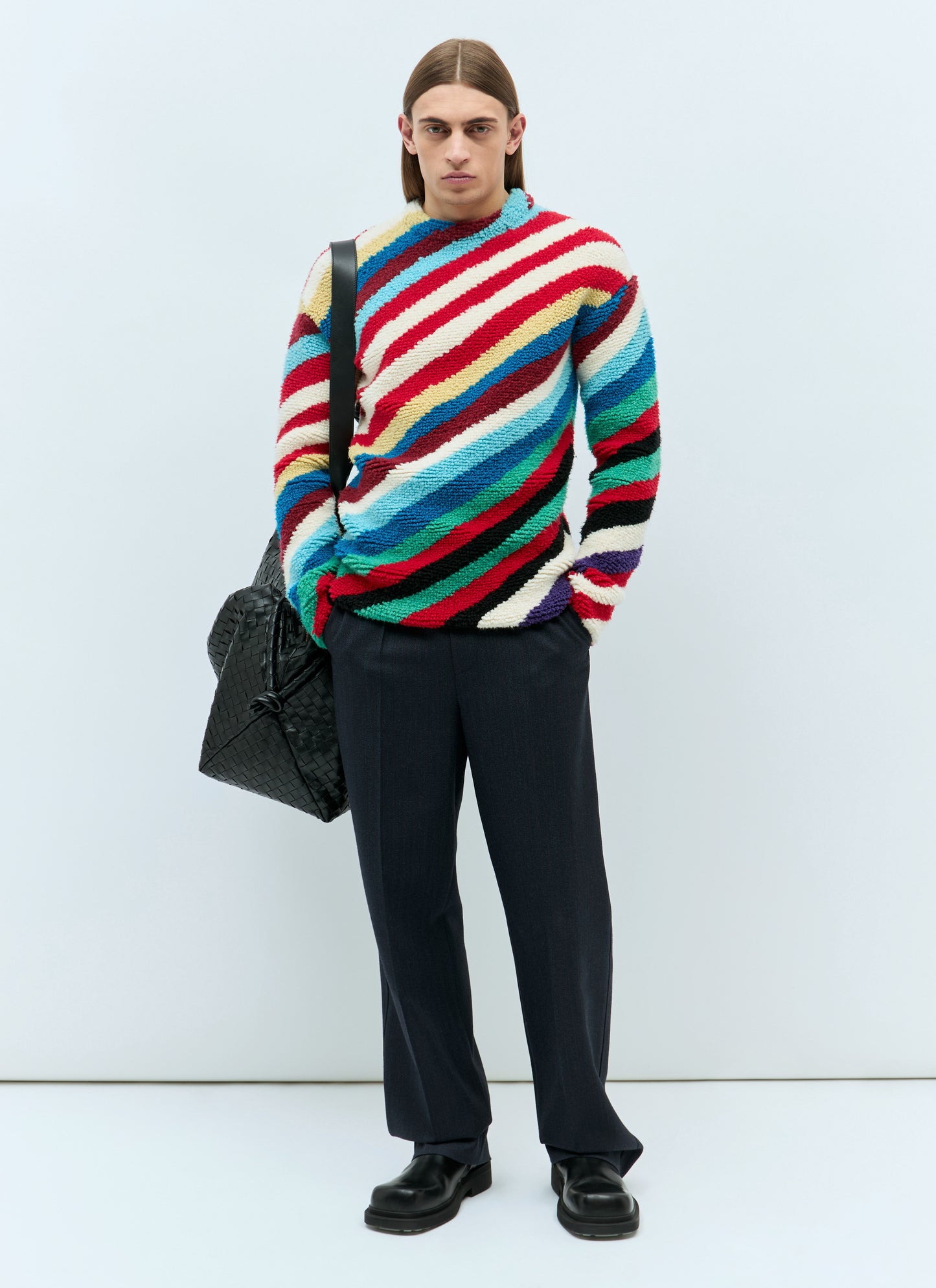 Bottega Veneta Men Loopy Knit Striped Sweater