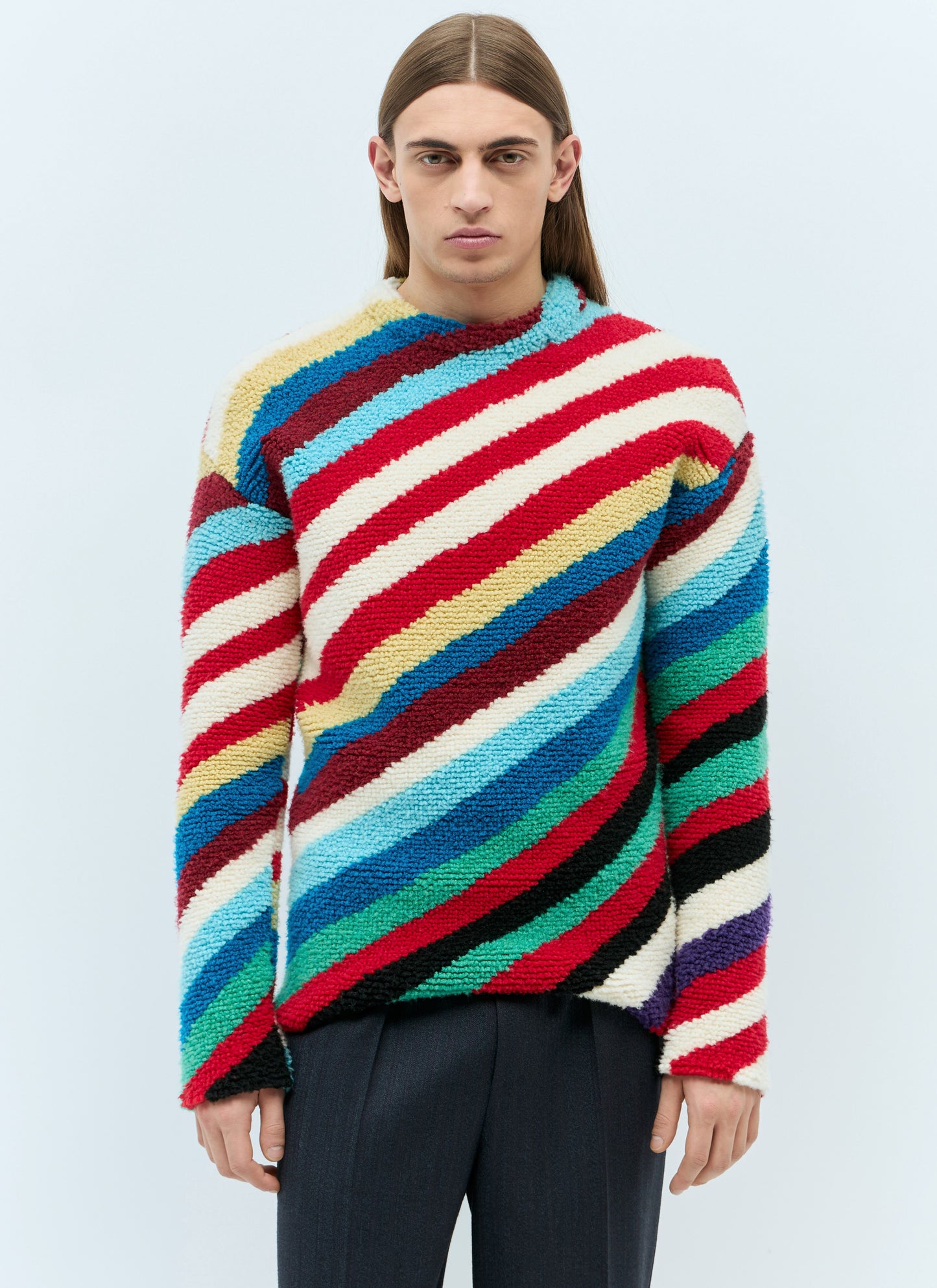 Bottega Veneta Men Loopy Knit Striped Sweater