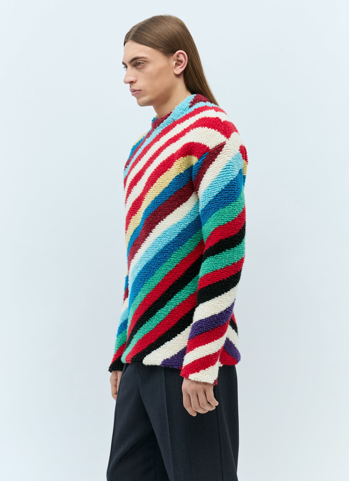 Bottega Veneta Men Loopy Knit Striped Sweater