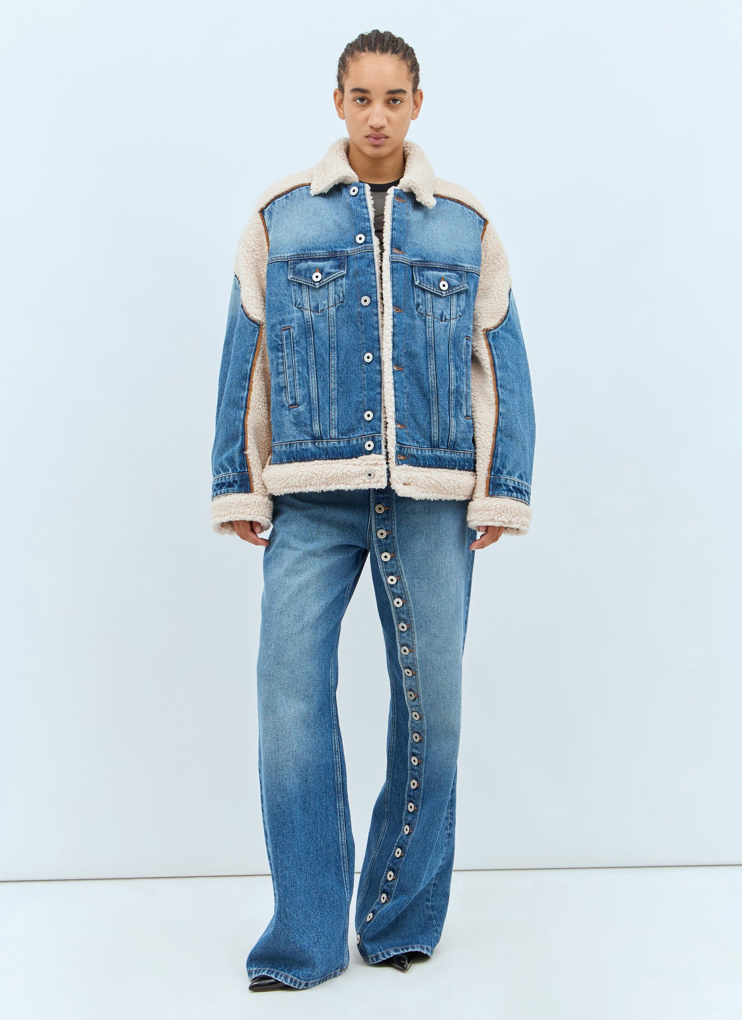 Jean Paul Gaultier Women Petit Grand Denim And Shearling Jacket