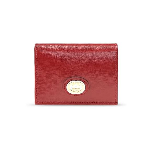 Gucci Women Red Gg Tri-Fold Wallet