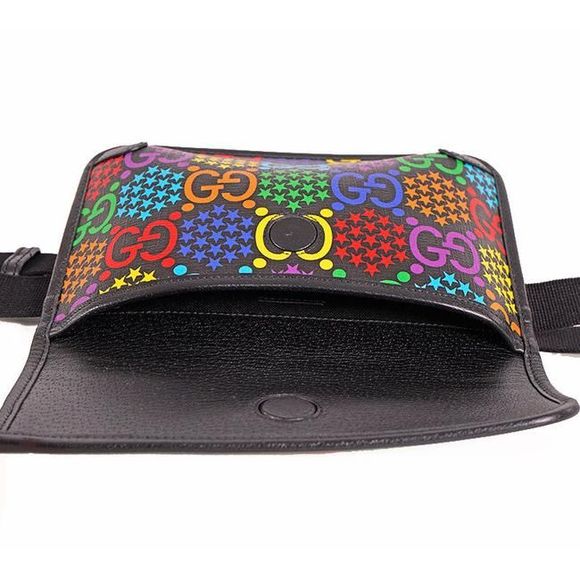 Gucci Women Belt Psychedelic Black Gg Supreme Canvas Cross Body Bag